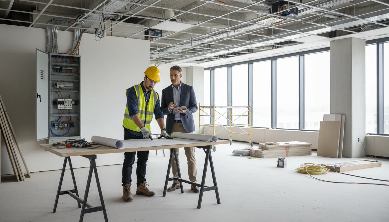 Commercial tenant improvement electrical checklist review in an office build-out
