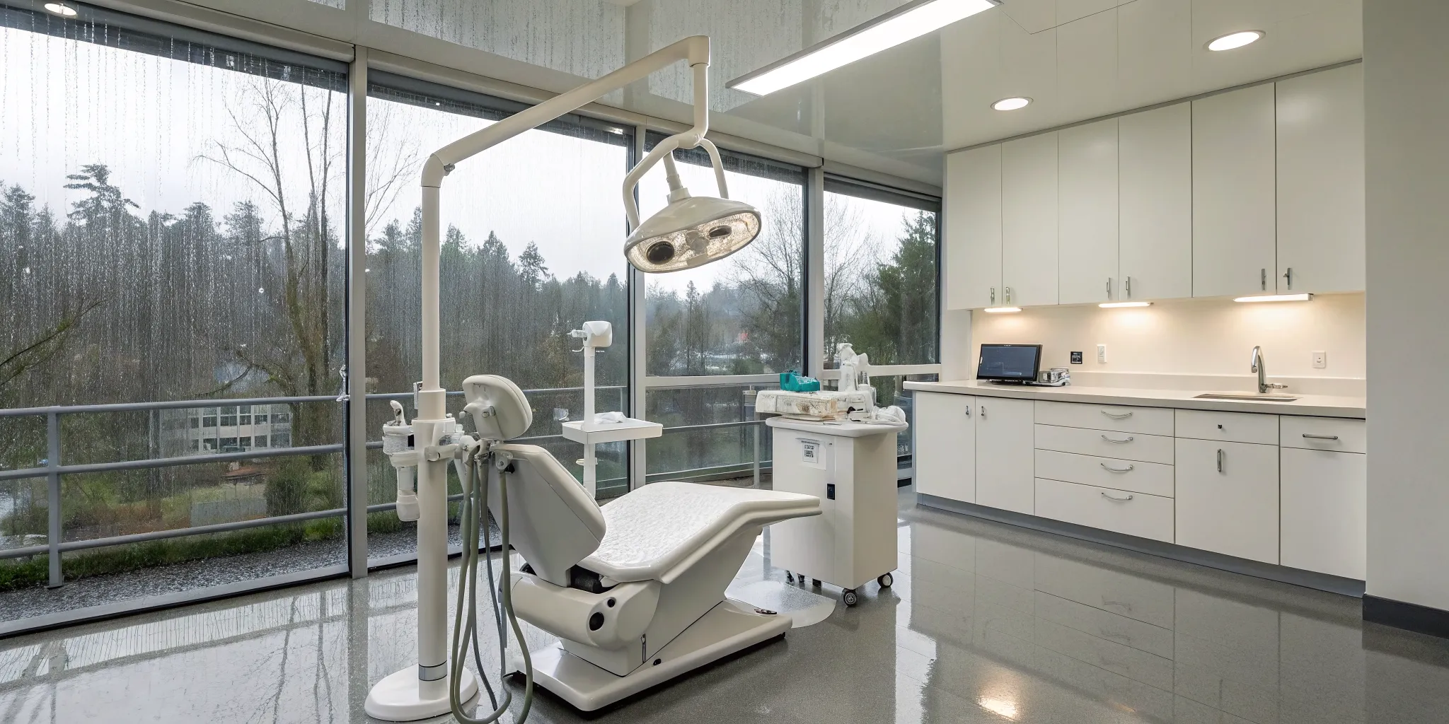 A Portland dental office with specialized electrical systems for patient chairs and modern lighting.