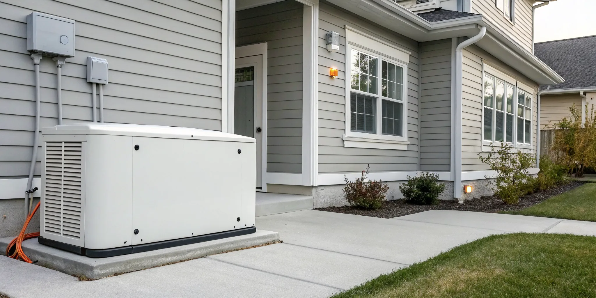 A newly installed Generac 22kW generator connected to a home's electrical system.