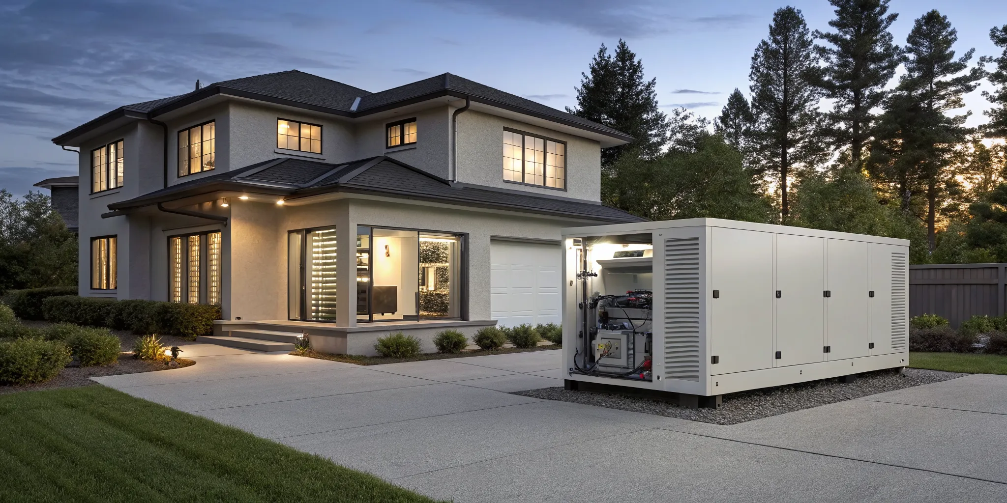 How a generator works: a standby generator installed at a home for backup power.