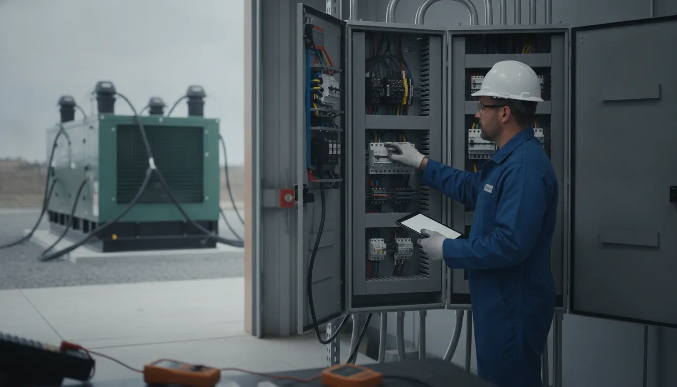 Commercial electrician assessing a building load for generator sizing