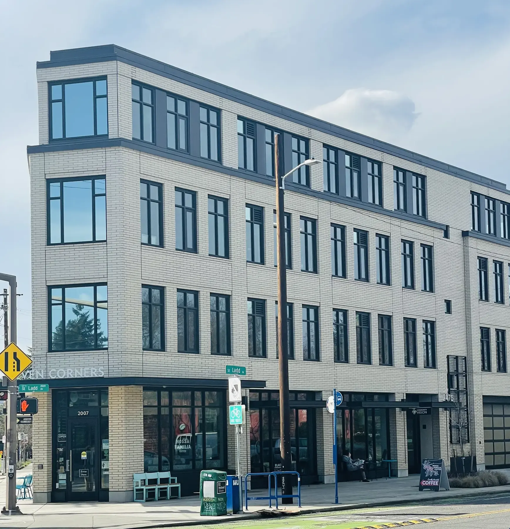 Completed mixed-use commercial building