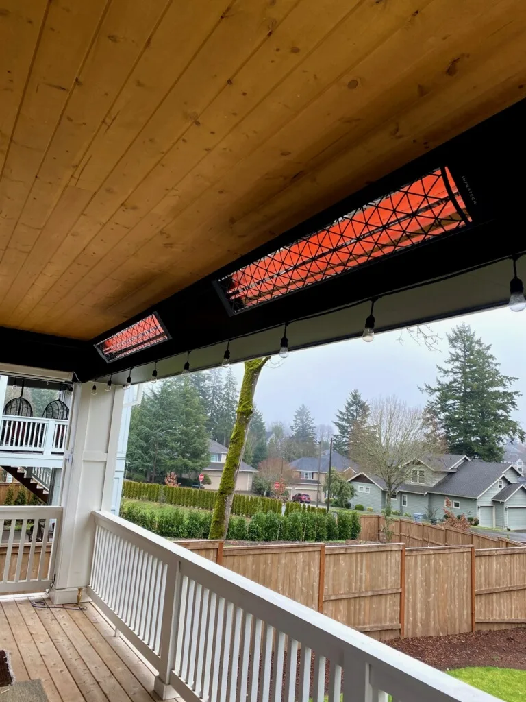 Completed outdoor patio heater installation