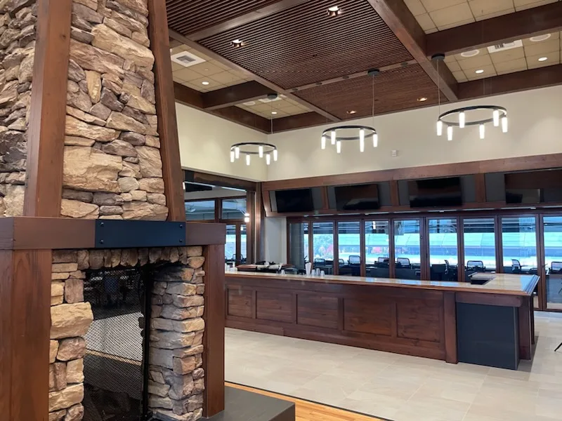 Finished stone fireplace accent lighting
