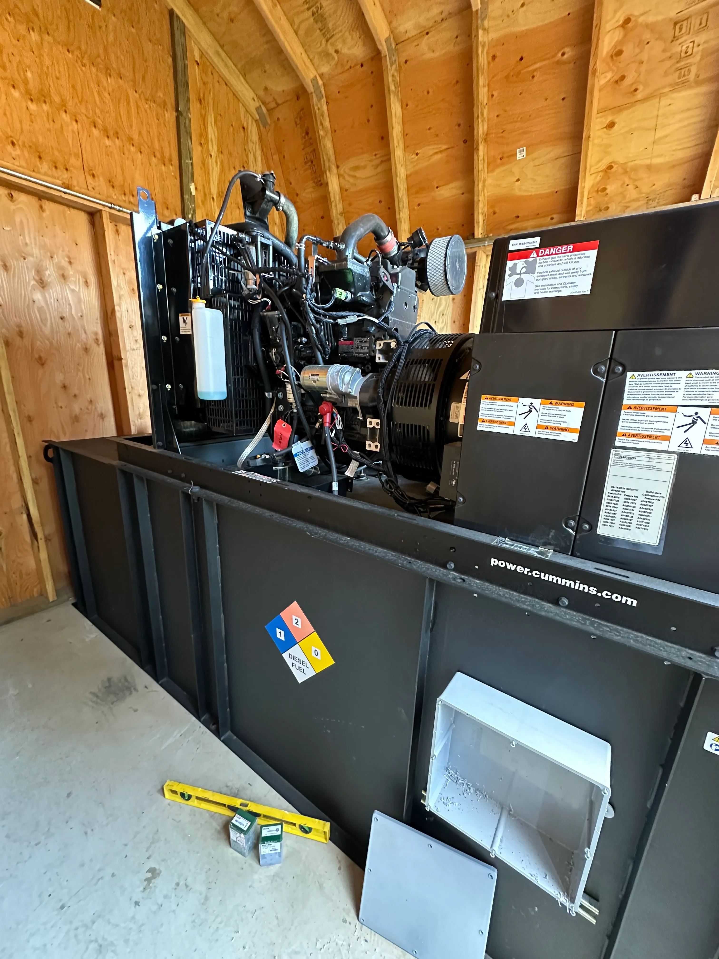 Cummins generator installation close-up