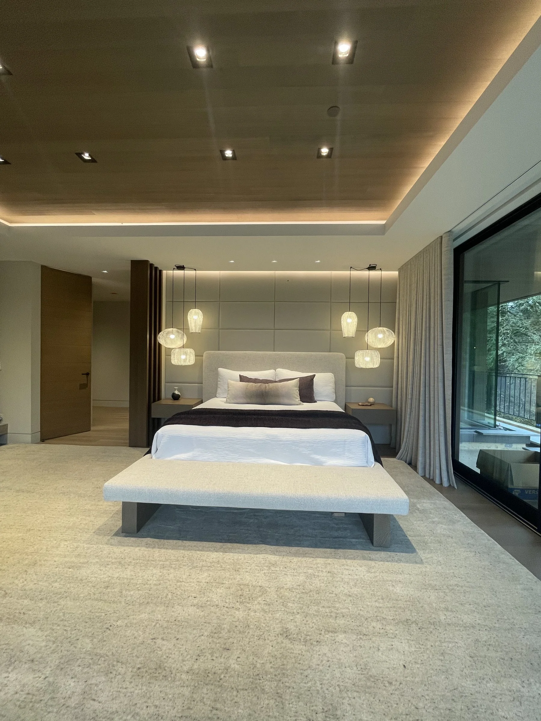 Primary bedroom pendant lighting