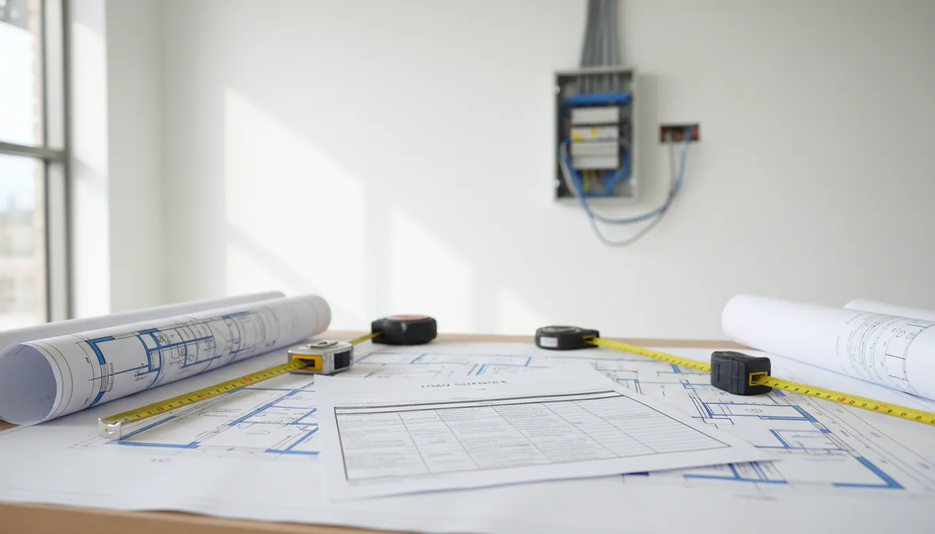 Commercial tenant improvement electrical checklist with plans and panel review