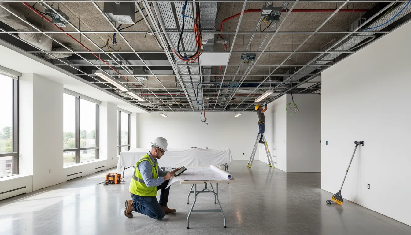 Contractor walkthrough for a commercial tenant improvement electrical checklist