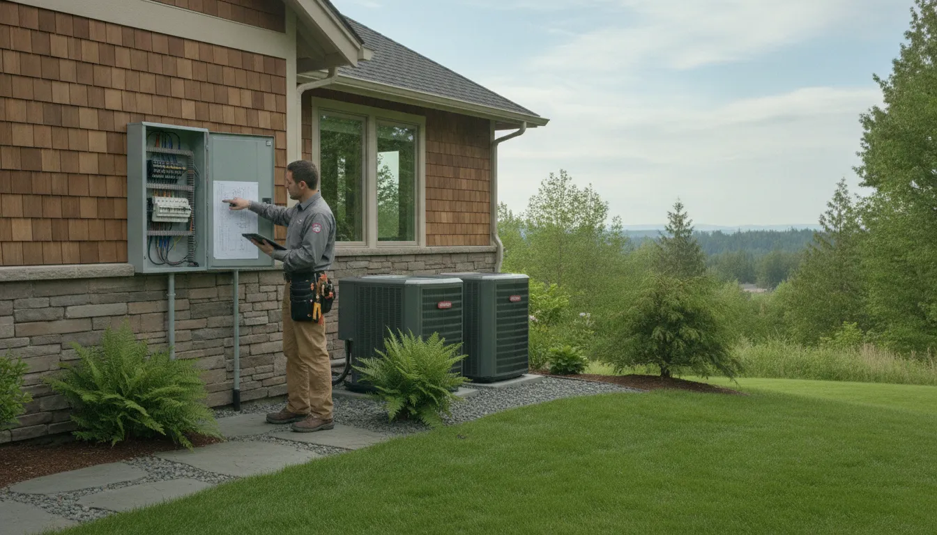 Electrical requirements for heat pump installation panel review in an Oregon home