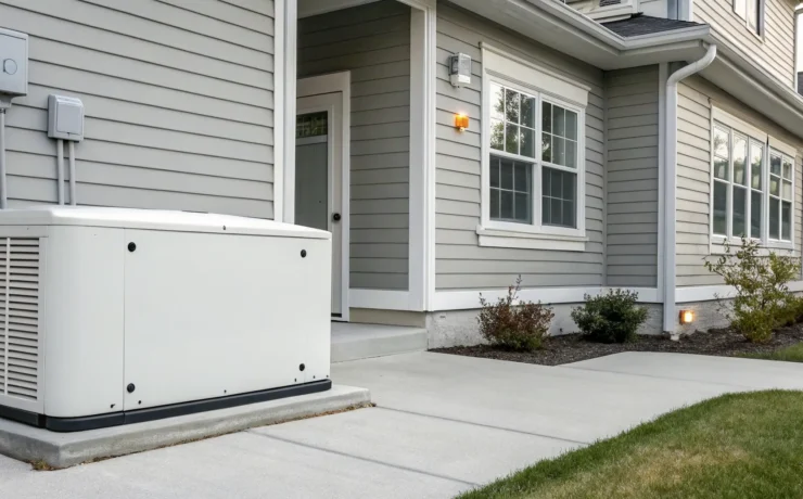 A newly installed Generac 22kW generator connected to a home's electrical system.