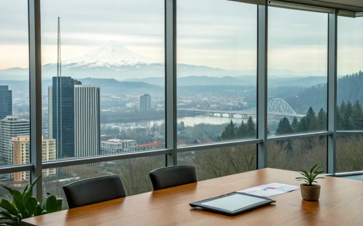 Electrical contractor services for a new business in a modern Portland office.
