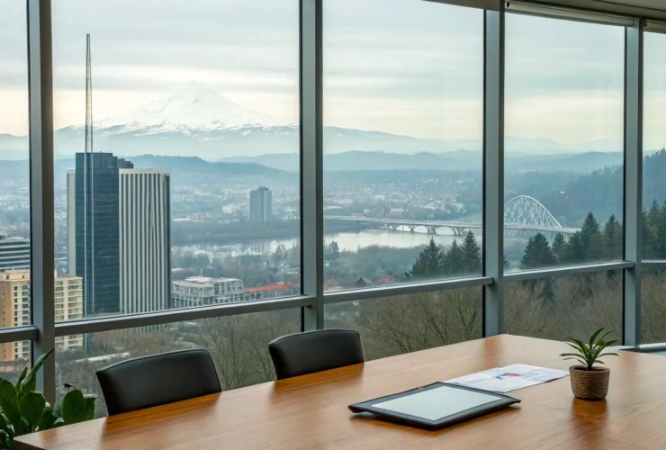 Electrical contractor services for a new business in a modern Portland office.