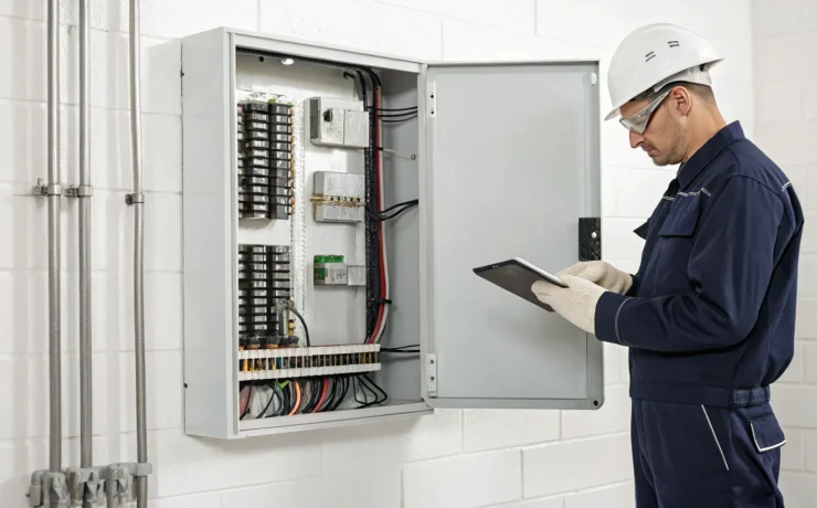 Electrician determining the price for an electrical panel upgrade.