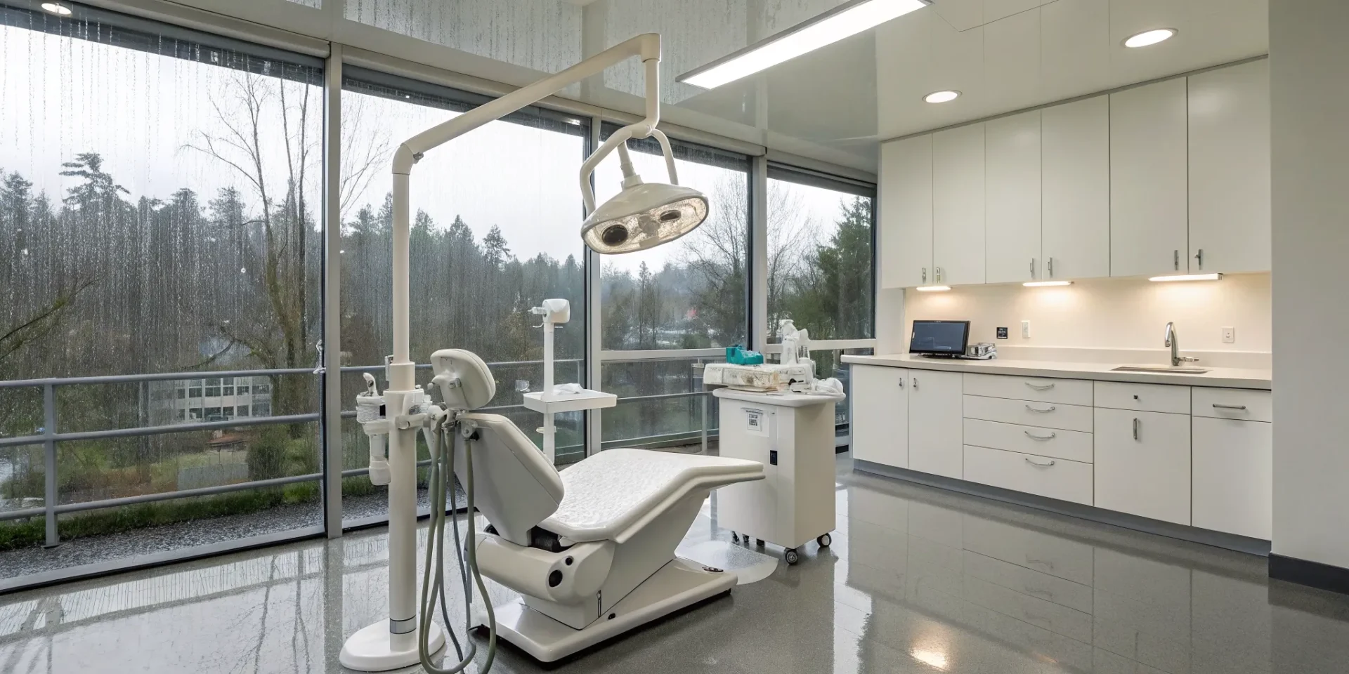 A Portland dental office with specialized electrical systems for patient chairs and modern lighting.
