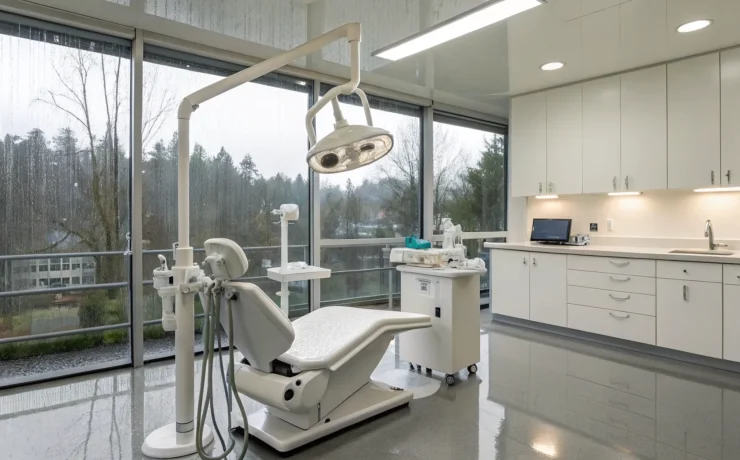 A Portland dental office with specialized electrical systems for patient chairs and modern lighting.