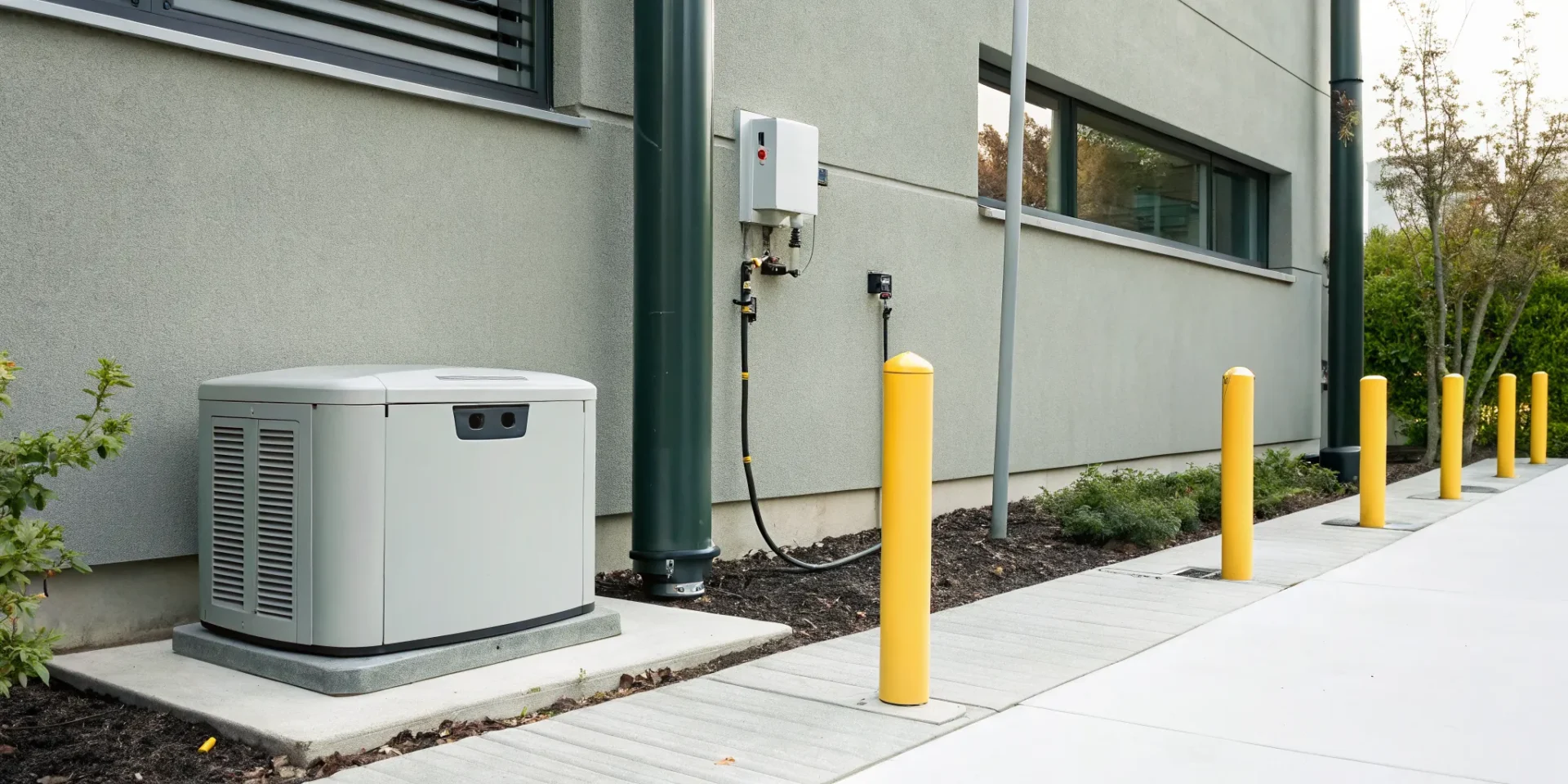 A professionally installed natural gas line connected to a home standby generator.