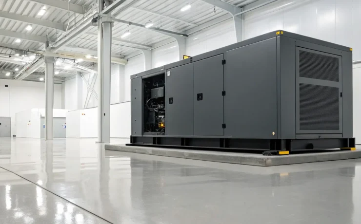A standby backup generator providing a home with uninterrupted power.