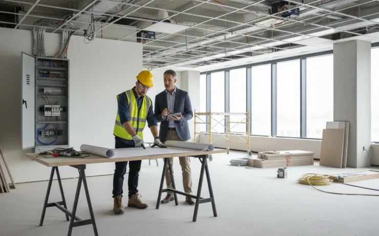 Commercial tenant improvement electrical checklist review in an office build-out