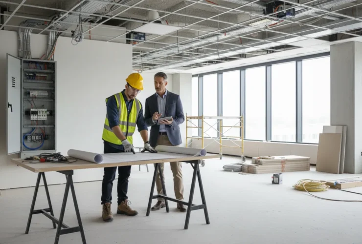 Commercial tenant improvement electrical checklist review in an office build-out