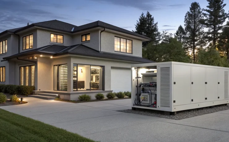 How a generator works: a standby generator installed at a home for backup power.