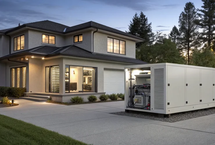How a generator works: a standby generator installed at a home for backup power.