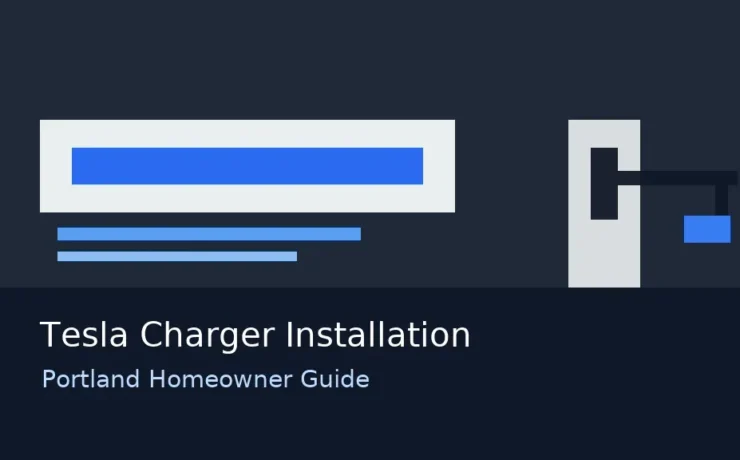 Tesla charger installation in a Portland home garage
