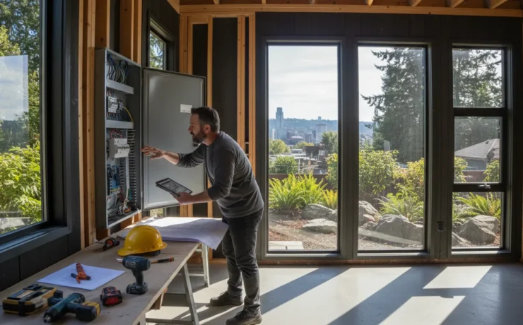 Electrician planning an electrical panel for a Portland accessory dwelling unit