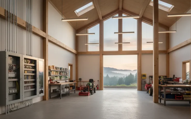 Modern Oregon agricultural building with efficient lighting